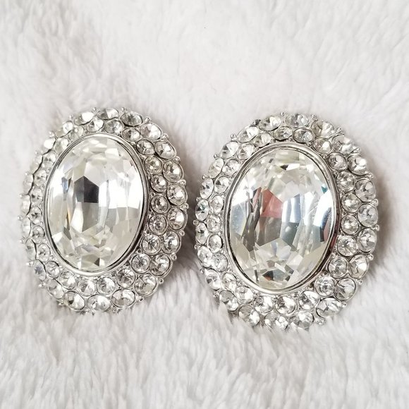 Yves Saint Laurent Jewelry - Yves Saint Laurent Rhinestone Clip On Earrings